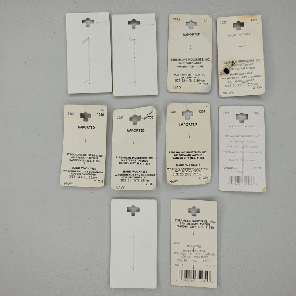 Vintage Streamline Buttons Lot 10 Cards ~ Navy White Aqua Brown Peach - Picture 2 of 8
